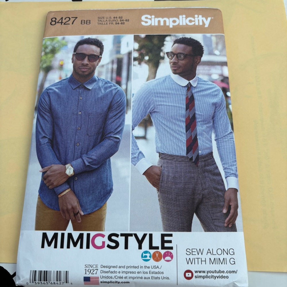 Simplicity by Mimi G Pattern 8427 BB for Men’s Fitted Shirt